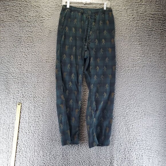 Eddie Bauer Sleepwear Mens Small Green & Blue Plaid Sasquatch Flannel Pajama Pan - Picture 1 of 9
